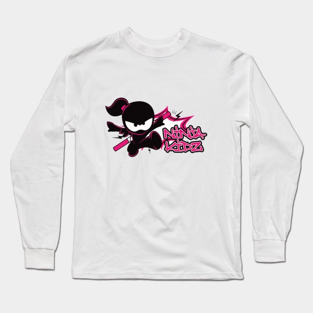 Ninja Kidz Pink Long Sleeve T-Shirt by TypeTees